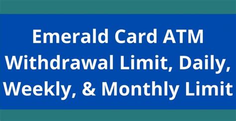Emerald card max atm withdrawal. Things To Know About Emerald card max atm withdrawal. 